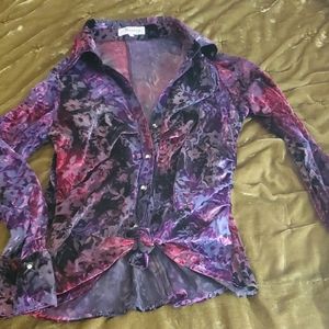 Ombre Purple Vietnam Motif Blouse